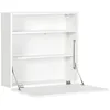 Image de Bureau suspendu - HOMCOM - mural tablette rabattable 3 compartiments rangement gain place - bois - 64x20x60cm - blanc