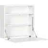 Image de Bureau mural pliable - table murale rabattable - niche, 2 étagères - panneaux particules blanc
