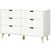 Image de Commode 6 Tiroirs Design Scandinave Bois Pin Panneaux