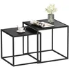 Image de Tables basses gigognes - HOMCOM - lot de 2 tables de salon modulables style industriel mobilier - acier - noir mat