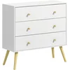 Image de Commode 3 Tiroirs Design Scandinave Bois Pin Panneaux Blanc