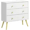 Image de Commode 3 tiroirs design scandinave piètement effilé incliné bois pin panneaux blanc