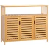 Image de Meuble de rangement - HOMCOM - buffet bois bambou avec 3 portes et étagères mobilier - bois - 100x35x82cm