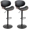 Image de Lot de 2 tabourets de bar design contemporain hauteur d'assise réglable 62-82 cm pivotant 360° bois revêtement synthétique noir