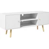 Image de Meuble Tv Style Scandinave 2 Portes 2 Niches Bois Pin Panneaux