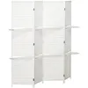 Image de Paravent intérieur - HOMCOM - 4 panneaux 2 étagères pliables séparateur bois bambou tressé - pin - 181x180cm - blanc paille