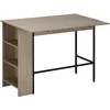 Image de Table De Bar Extensible Design Industriel - 3 Étagères - Aspect Bois