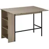 Image de Table de bar - HOMCOM - avec rangement bistrot îlot central plateau latéral rabattable 3 étagères - bois - 120x76x914cm