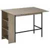Image de Table de bar extensible design industriel - 3 étagères intégrées - châssis métal noir aspect bois gris