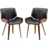 Image de Lot De 2 Chaises Design Vintage Bois Aspect Noyer Pu Tissu