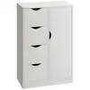 Image de Meuble de rangement moderne 1 porte 4 tiroirs - panneaux particules blanc grain de bois