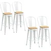 Image de Lot De 4 Tabourets De Bar Industriel Acier Blanc Bois D'orme