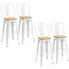 Image de Tabourets de bar - HOMCOM - lot de 4 empilable industriel avec dossier repose-pied assise 76 cm - métal - blanc