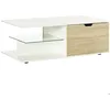 Image de Table basse - HOMCOM - rectangulaire contemporain 2 tiroirs 2 niches verre trempé - bois - 106x58x39cm - blanc chêne