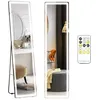 Image de Miroir sur pied - HOMCOM - rectangulaire miroir mural lumière LED intensité réglable - verre - 40x37x1575H cm