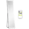 Image de Miroir led sur pied ou mural au choix - intensité et couleur réglable - télécommande incluse - verre alu. Noir