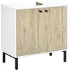 Image de Meuble sous lavabo - kleankin - armoire salle de bain pour vasque moderne piètement métal double porte - 60x30x60cm - blanc