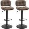 Image de Lot de 2 tabourets de bar vintage capitonné pivotant réglable marron effet vieilli