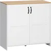 Image de Buffet 2 Portes 2 Étagères Panneaux Blanc Aspect Bois Clair