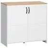 Image de Buffet 2 portes 2 étagères réglables panneaux particules blanc aspect bois clair