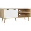Image de Meuble Tv Bas Sur Pied Style Scandinave Blanc Aspect Bois Clair