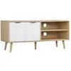 Image de Meuble tv - HOMCOM - banc télévision jusquà 46 pouces design scandinave 2 portes 2 niches passe-câbles - 110x39x488cm