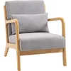 Image de Fauteuil Lounge - 3 Coussins Inclus - Bois Hévéa Aspect Velours
