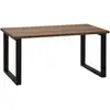 Image de Table Basse Rectangulaire Style Industriel Métal Noir Aspect Bois Noyer