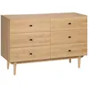 Image de Commode - HOMCOM - 6 tiroirs meuble de rangement pieds en bois massif mobilier chambre - bois - 120x40x80cm - naturel