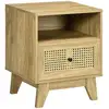 Image de Chevet style bohème - table de nuit design - tiroir, niche - aspect bois manguier rotin