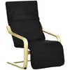 Image de Fauteuil style nordique - repose-pied réglable - déhoussable - bois de bouleau tissu noir