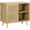 Image de Meuble de rangement buffet - HOMCOM - 1 porte cannage effet bois buffet bas meuble salon séjour - bois - 80x39x70cm - naturel