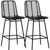 Image de HOMCOM - Tabourets de bar - Résine tressée rotin PE - 42.5x52x102cm - Noir