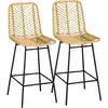 Image de Lot De 2 Tabourets De Bar Style Colonial Résine Aspect Rotin
