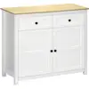 Image de Buffet 2 Portes Étagère 2 Tiroirs Panneaux Blanc Aspect Bois Clair