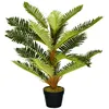 Image de Plante artificielle - HOMCOM - palmier 85 cm avec 18 grandes feuilles grand réalisme décoration pot inclus - plastique - 85 cm