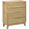 Image de Commode 4 Tiroirs Style Bohème Rotin Aspect Bois