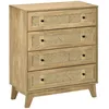 Image de Commode - HOMCOM - 4 tiroirs meuble de rangement cannage en rotin mobilier chambre - bois - 80x35x95cm - aspect bois clair