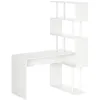 Image de Bureau dangle - HOMCOM - avec étagères rangement forme en L étude bureau travail - bois - 120x80x176cm - blanc