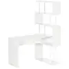 Image de Bureau informatique design contemporain avec bibliothèque zig zag 4 étagères panneaux particules blanc