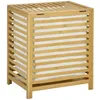 Image de Panier à linge - HOMCOM - en bambou avec sac en polyester et coton amovible couvercle - bambou - 50x36x60cm - naturel