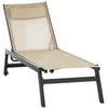 Image de Bain de soleil - Outsunny - transat aluminium et textilène roulettes repose-tête inclinable - alu - kaki