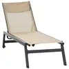 Image de Bain de soleil transat inclinable 5 positions - tétière, 2 roulettes - alu. Textilène kaki
