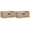 Image de Lot de 2 chevets tables de nuit murales - tiroir coulissant, plateau - dim. 40l x 30l x 19h cm - panneaux aspect chêne clair