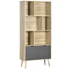 Image de Bibliothèque - HOMCOM - étagère meuble rangement design moderne placard 2 portes 6 étagères - bois - 80x35x180cm - gris foncé