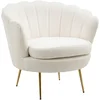 Image de Fauteuil Design Coquillage Pieds Dorés Effilés Revêtement Polyester