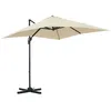 Image de Parasol déporté - parasol de jardin - Outsunny - carré inclinable manivelle pied acier haute densité - polyester - 25x25m - crème
