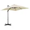 Image de Parasol déporté carré inclinable manivelle avec pied en acier dim. 2,45l x 2,45l x 2,45h m métal alu. Polyester haute densité beige
