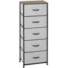 Image de Chiffonnier 5 Tiroirs Tissu Pliant Structure Acier Noir