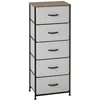 Image de Commode - HOMCOM - 5 tiroirs meuble de rangement tiroir en tissu pliant structure acier - acier - 45x30x116cm - gris